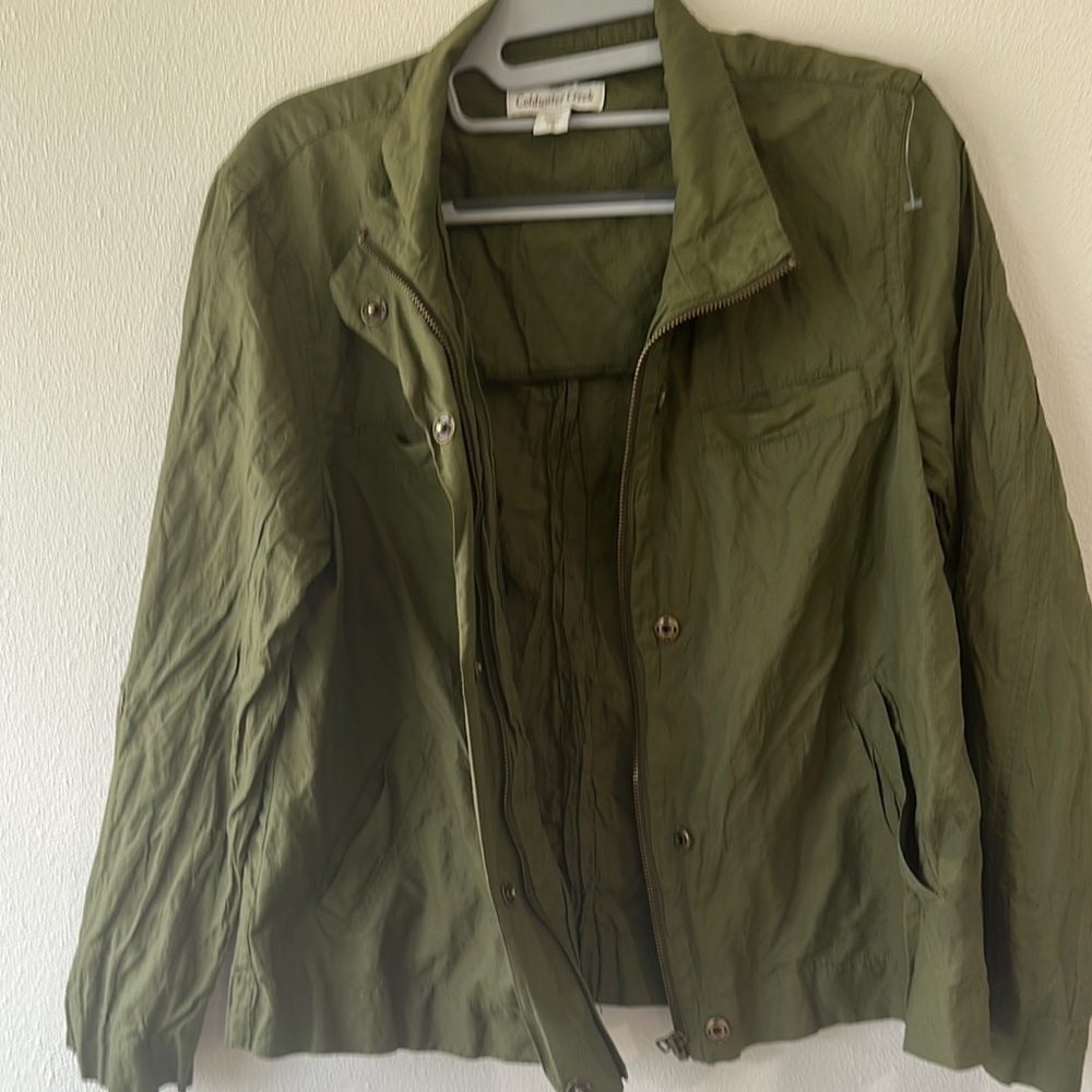 Coldwater Creek Green Utility Jacket Relaxed Fit - Picture 6 of 6